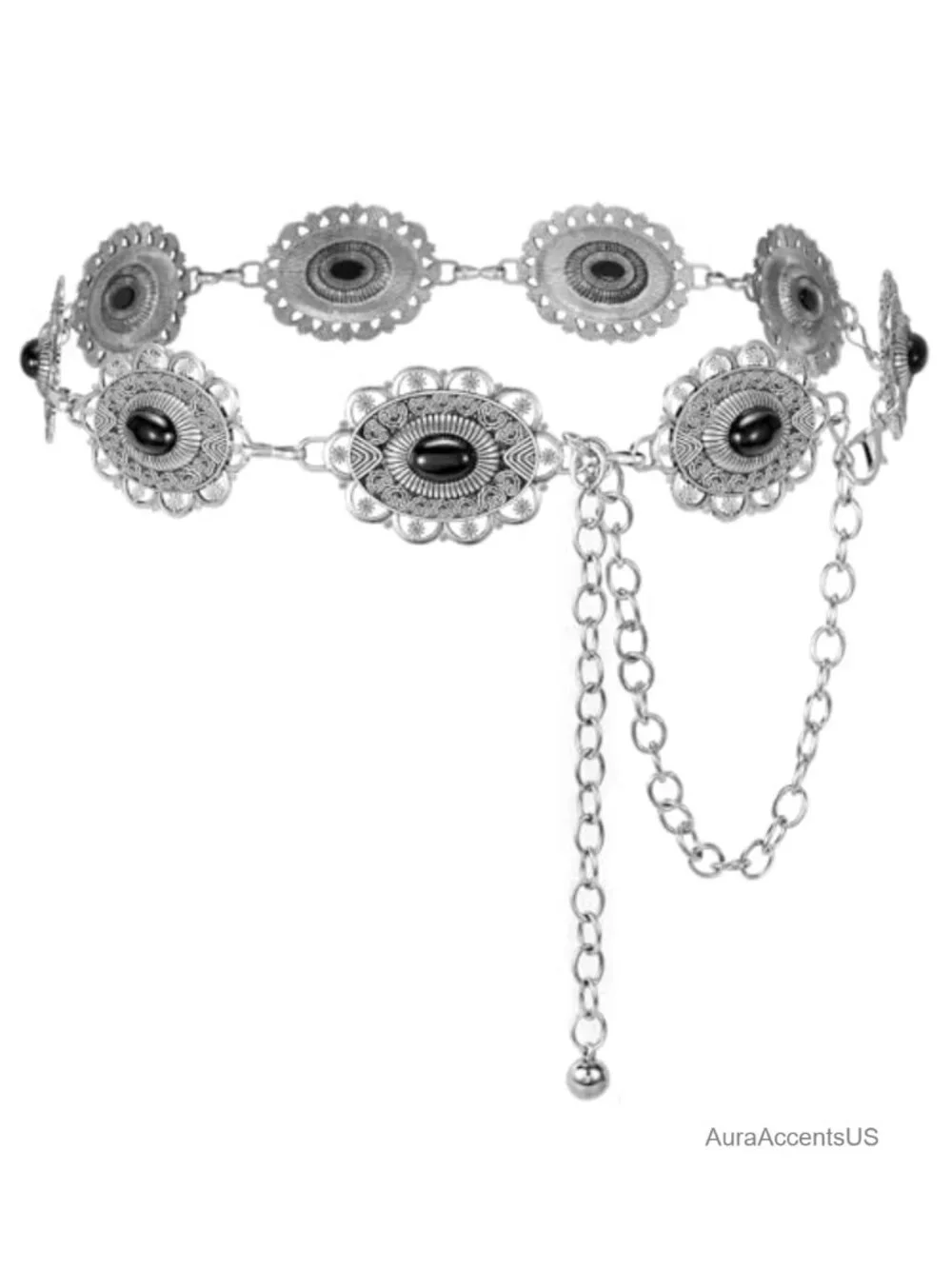 Boho Cowgirl Chain Belt for Dresses Jeans Western Adjustable Metal Waist Belt
